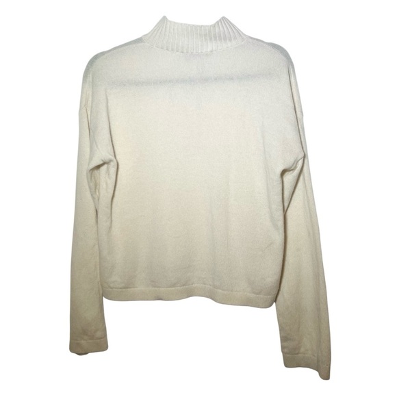 Everlane Ivory Cream Cashmere Wool Henley Pocket Sweater Medium - Picture 2 of 10